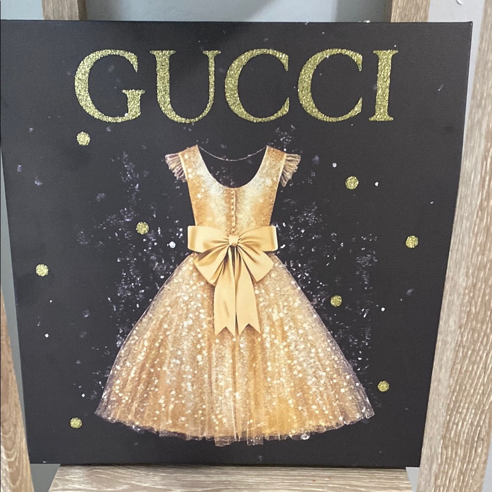 Gucci Black and Gold Dress Art Print